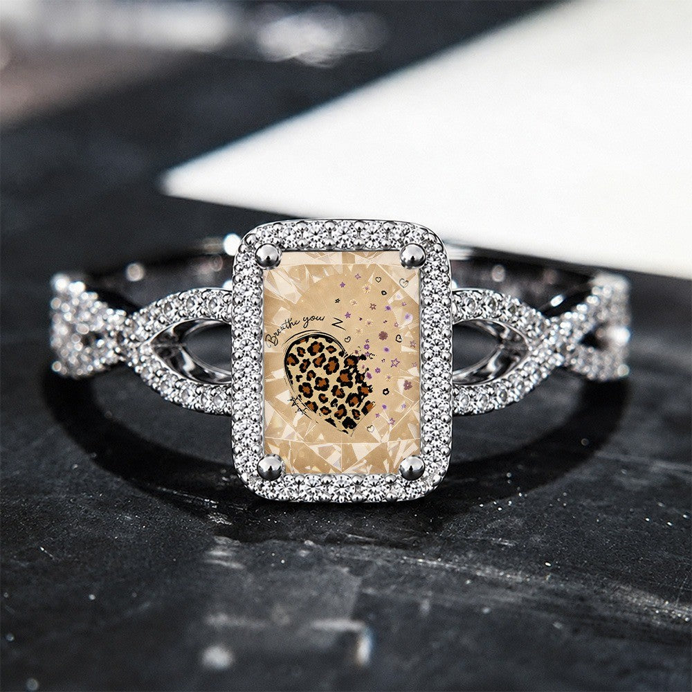 Leopard Heart Square Ring