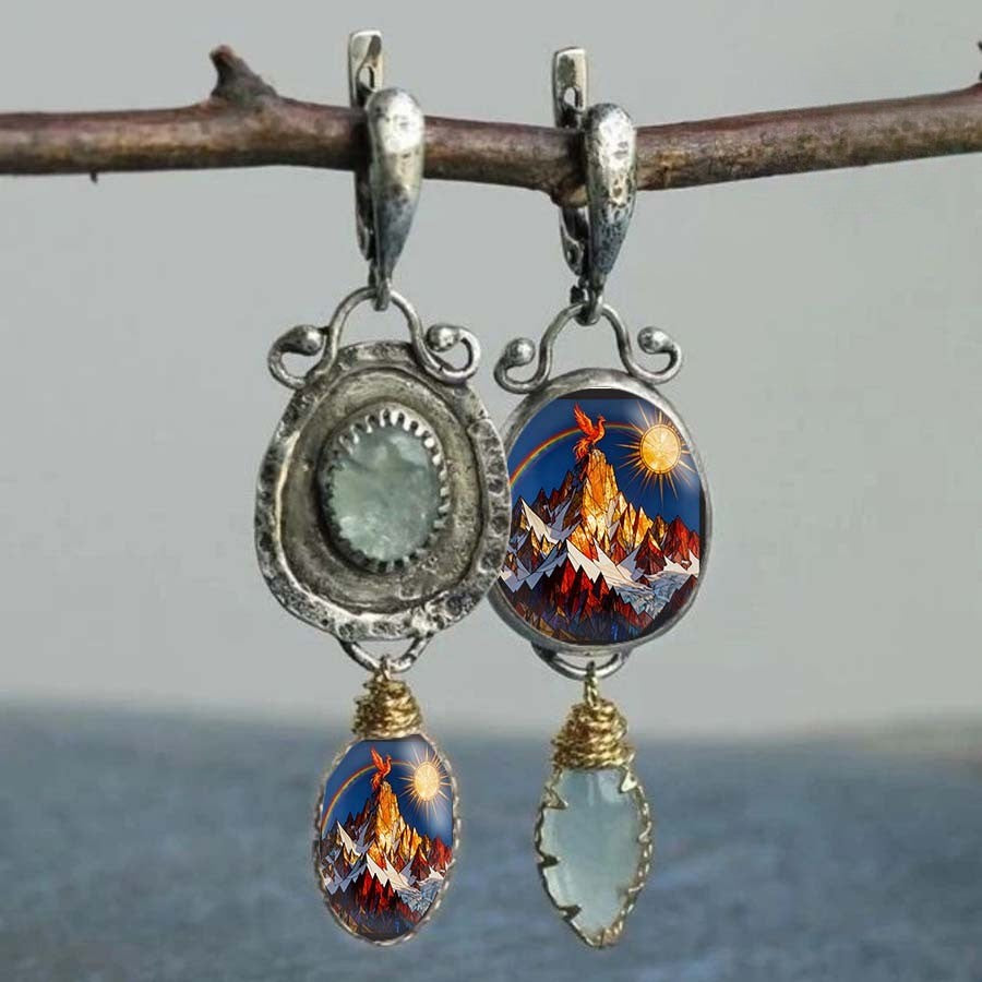 Mountain Sunrise Asymmetrical Earrings