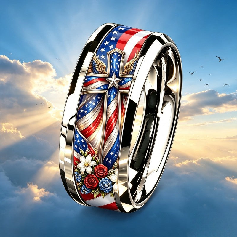 Patriotic Cross & Floral Ring