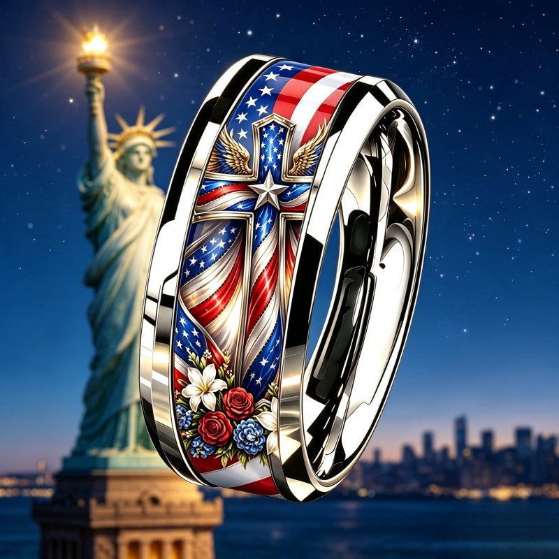 Patriotic Cross & Floral Ring