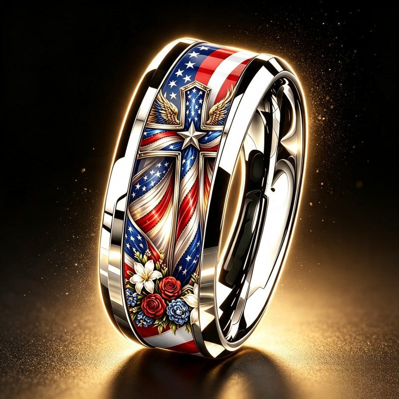Patriotic Cross & Floral Ring