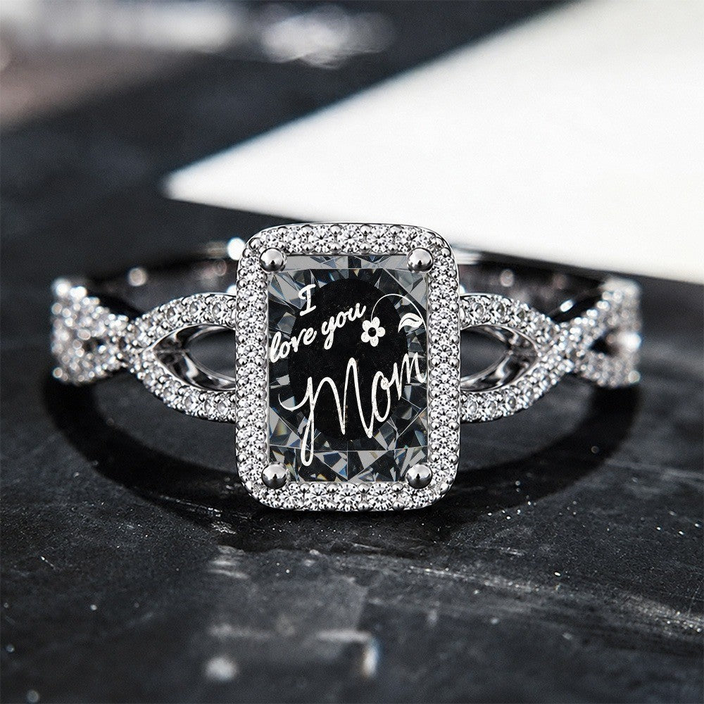 I Love You Mom Square Ring