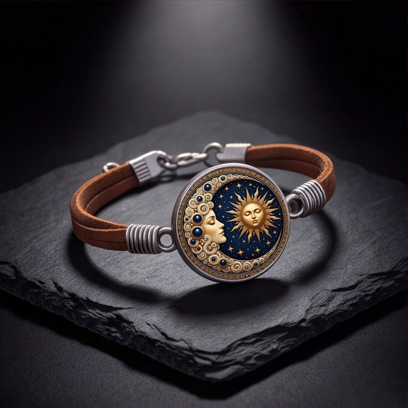 Celestial Sun & Moon Face Bracelet