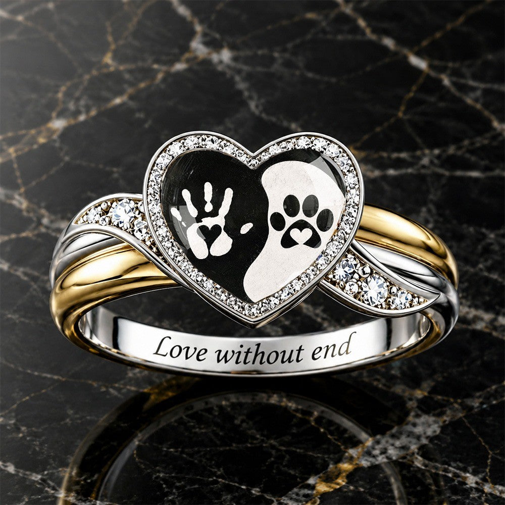 Handprint & Paw Heart Ring
