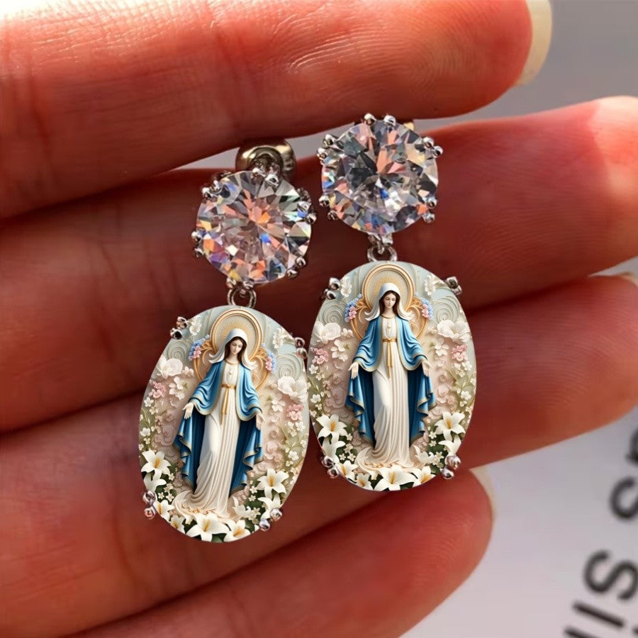 Floral Madonna Oval Earrings