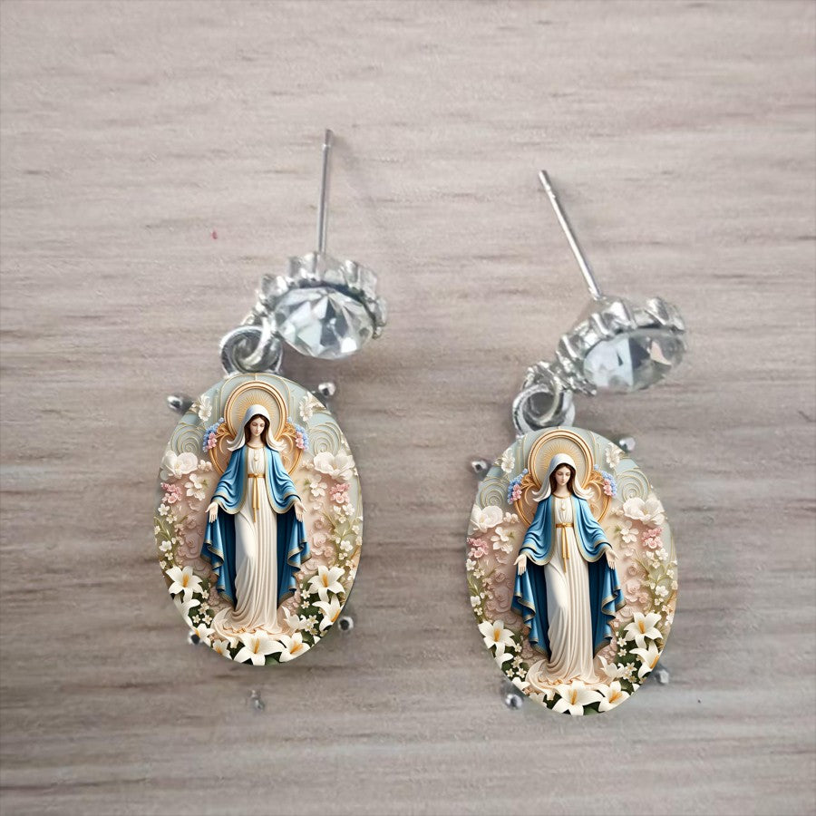 Floral Madonna Oval Earrings