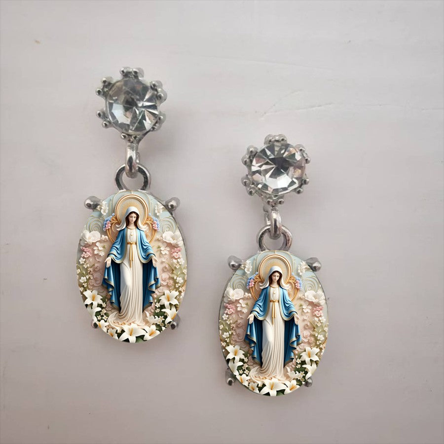 Floral Madonna Oval Earrings
