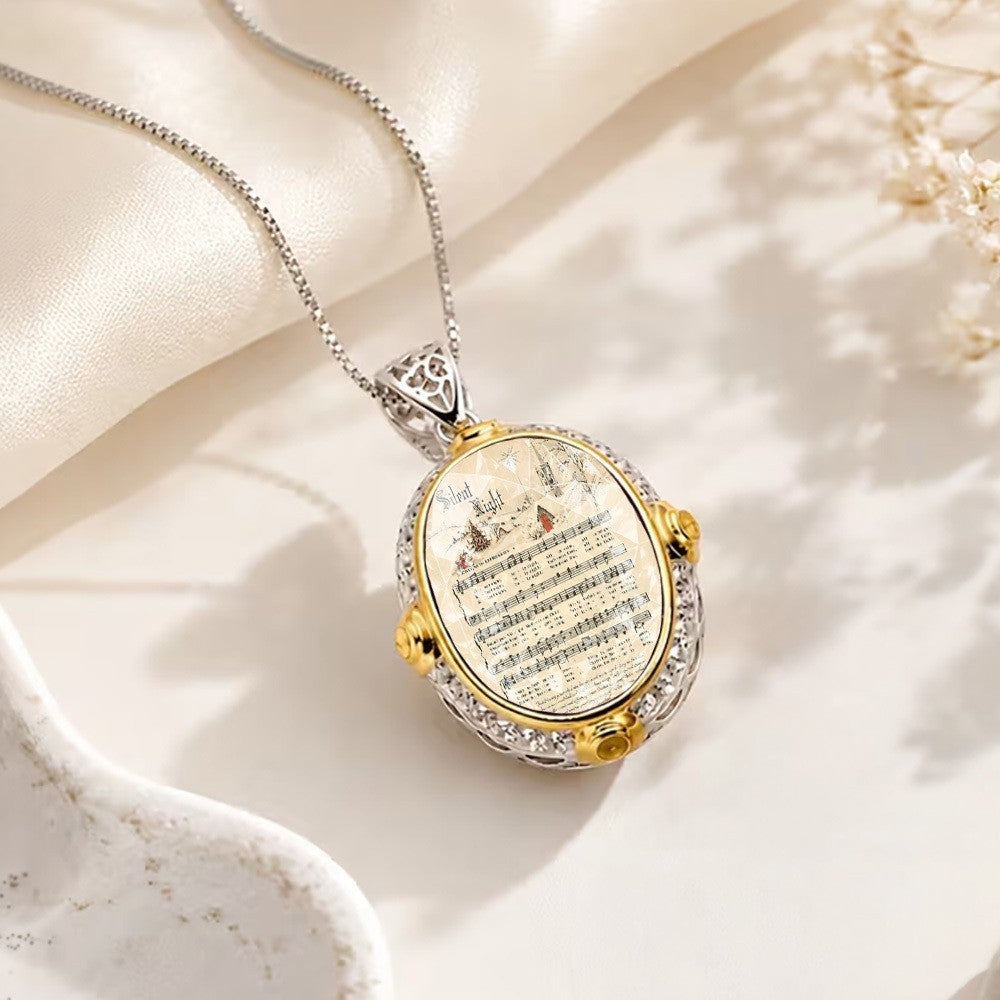 Sheet Music Oval Pendant Necklace