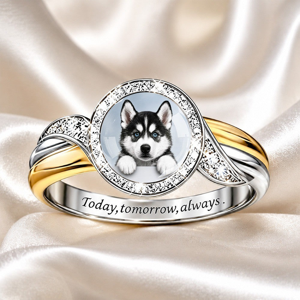 Husky Puppy Portrait Ring