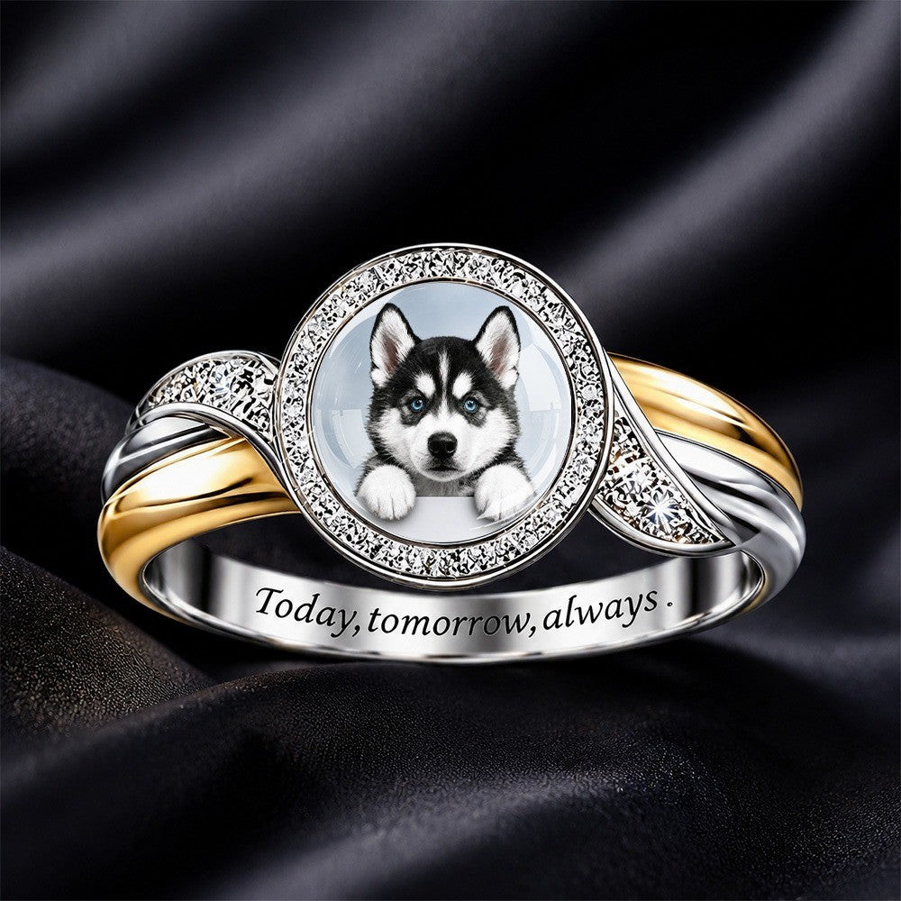 Husky Puppy Portrait Ring