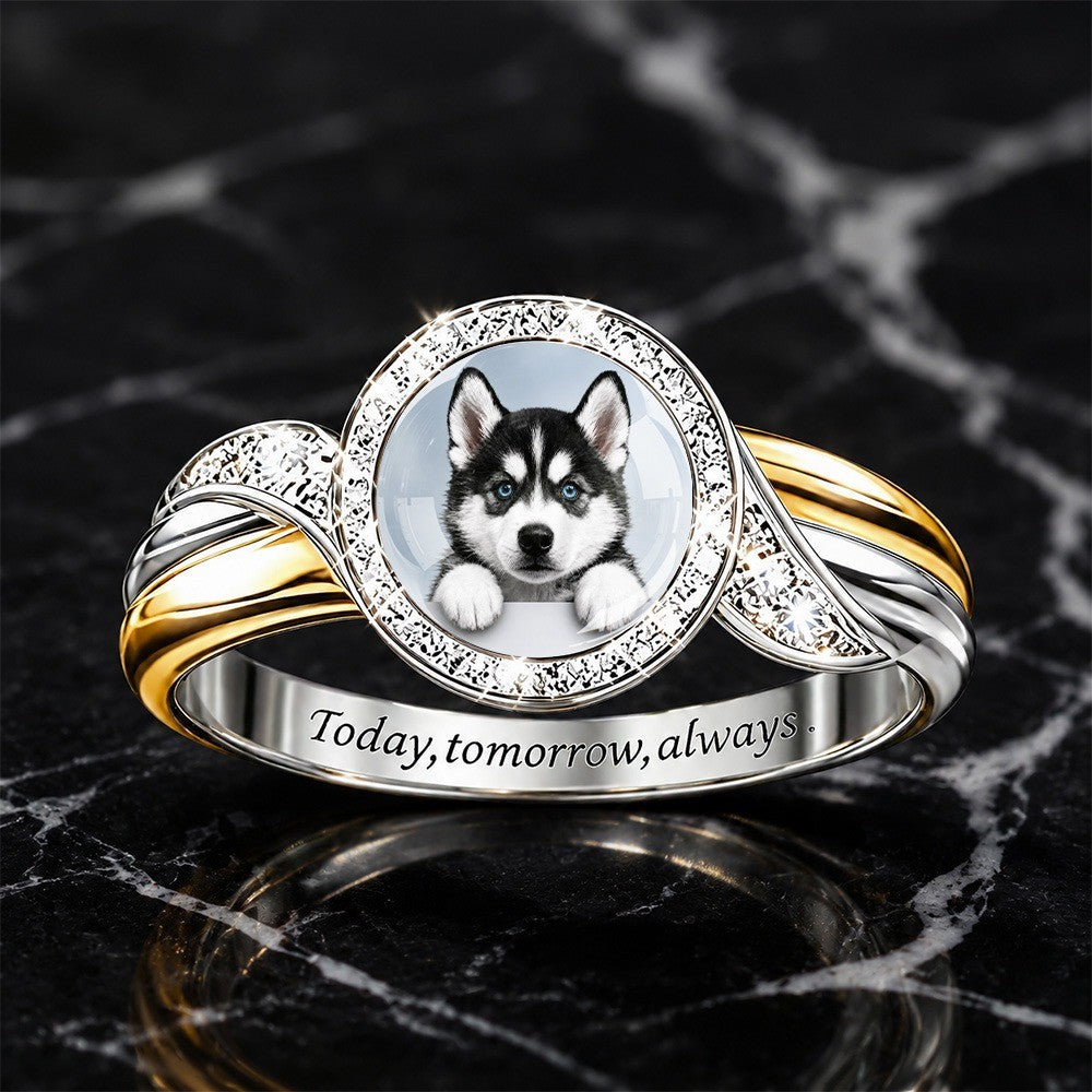 Husky Puppy Portrait Ring