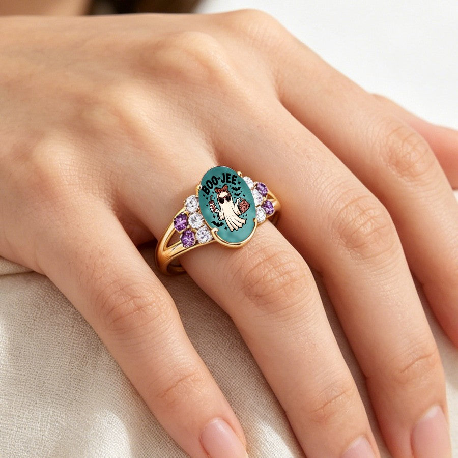 Ghost Enamel Statement Ring