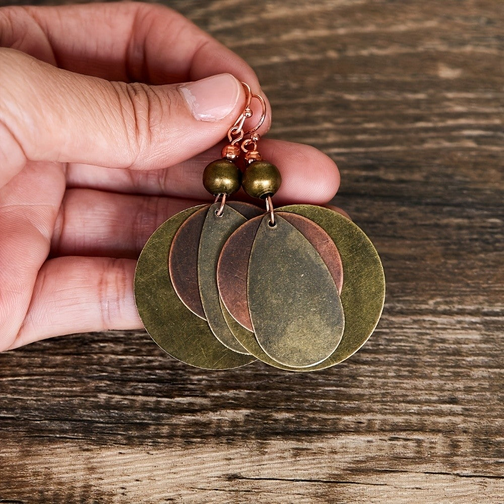 Distressed Tricolor Disc Earrings