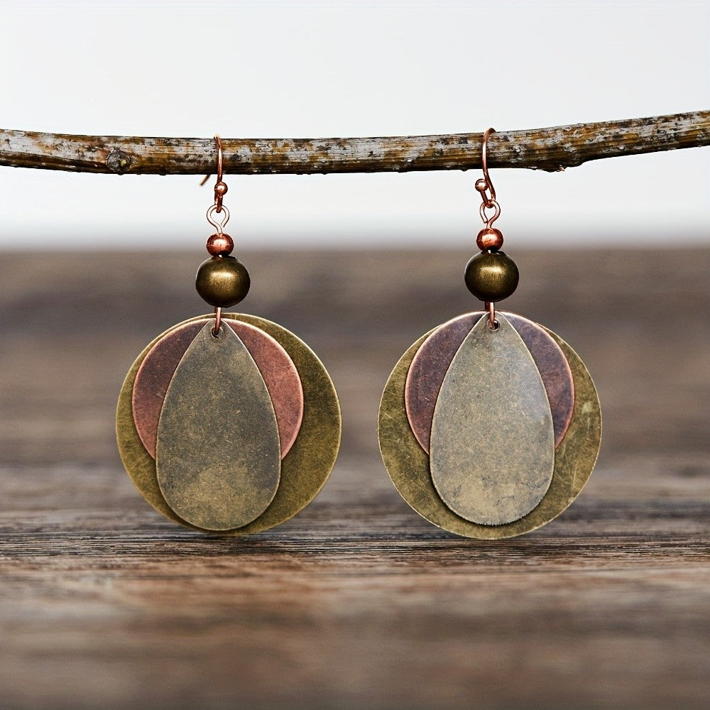 Distressed Tricolor Disc Earrings
