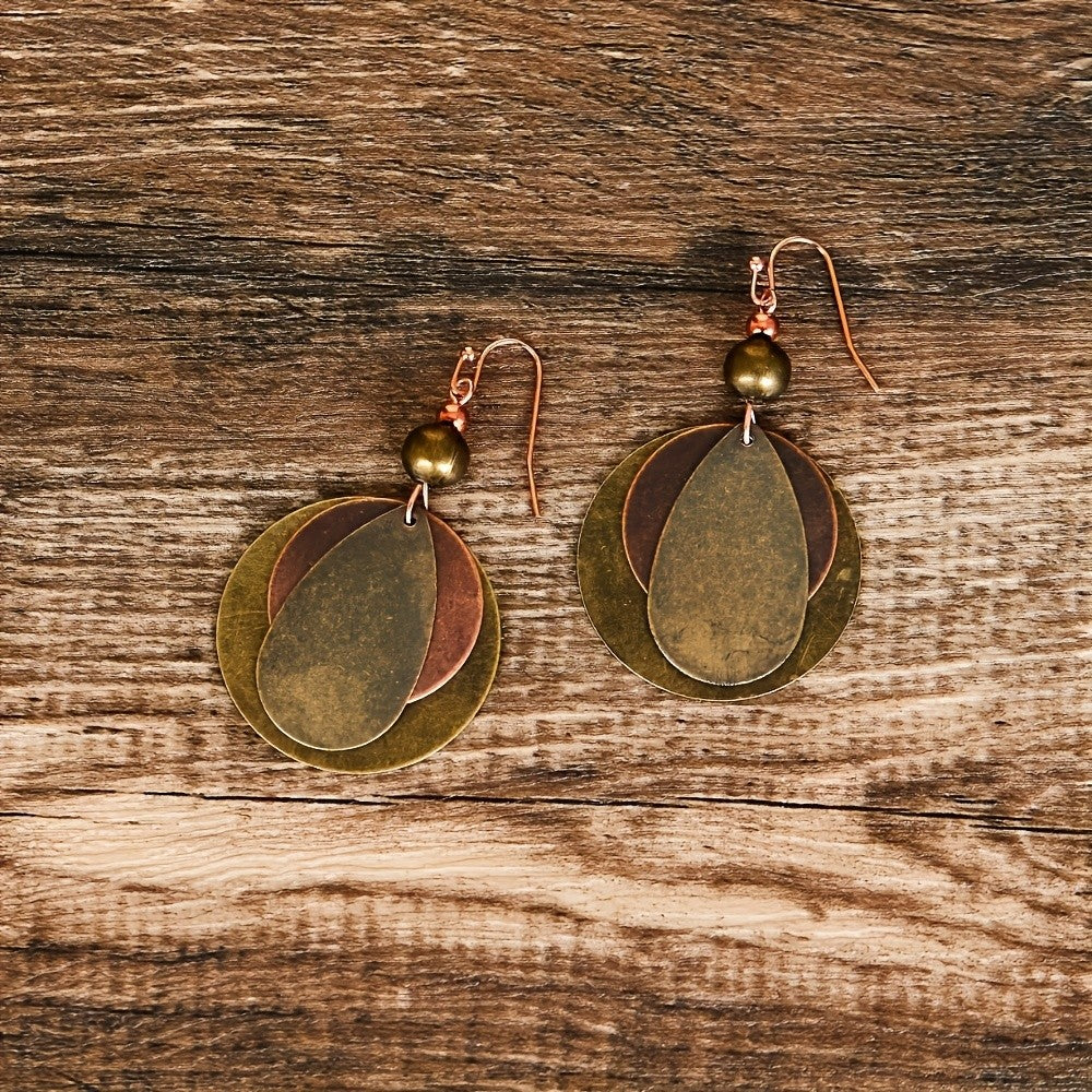 Distressed Tricolor Disc Earrings