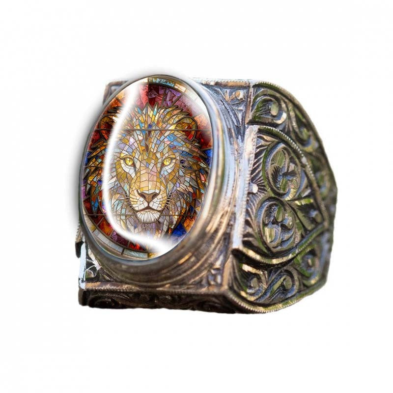 Stained Glass Lion Ring