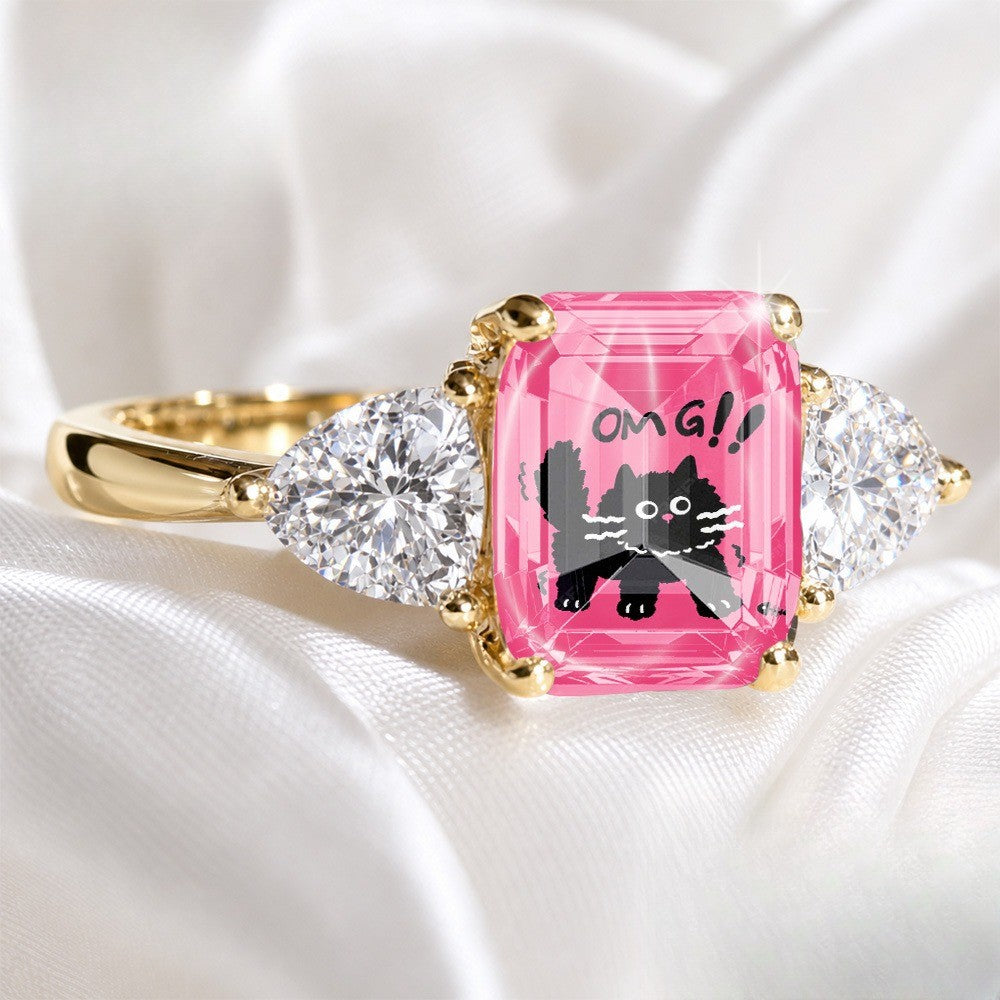 Pink Cat Statement Ring