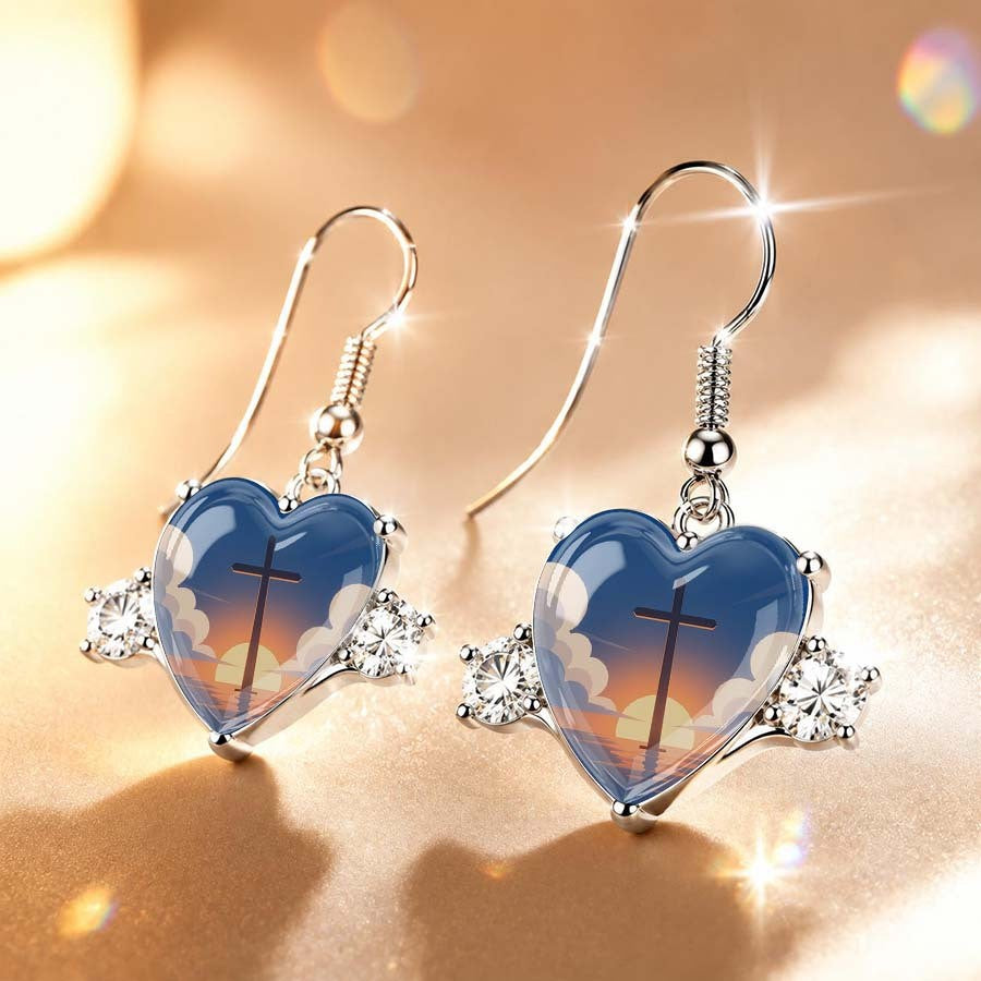 Sunset Sky Heart Dangle Earrings