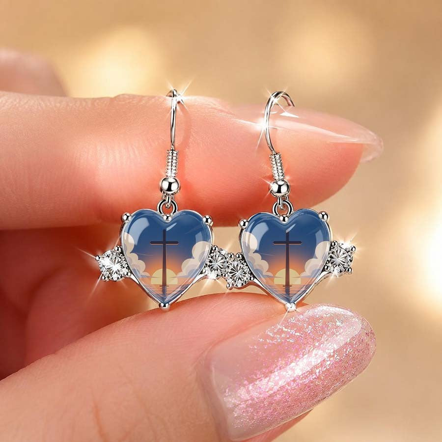 Sunset Sky Heart Dangle Earrings