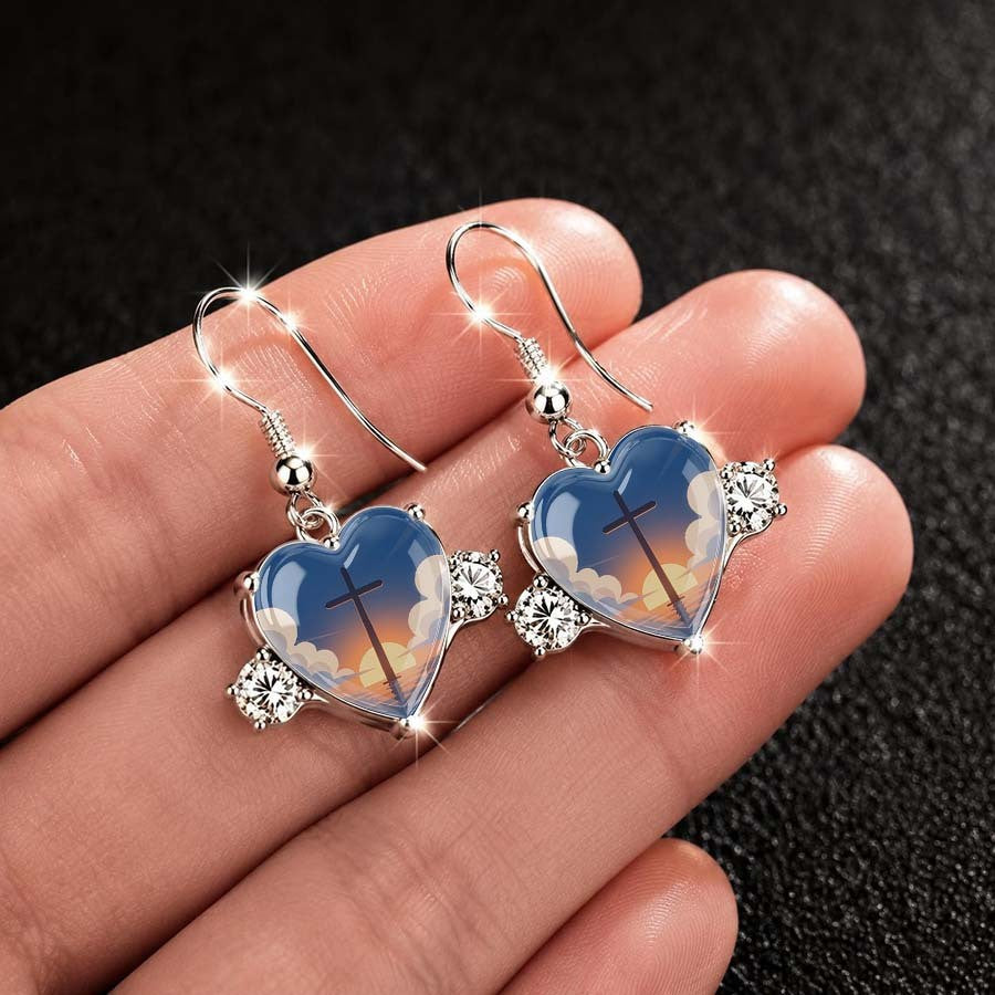 Sunset Sky Heart Dangle Earrings
