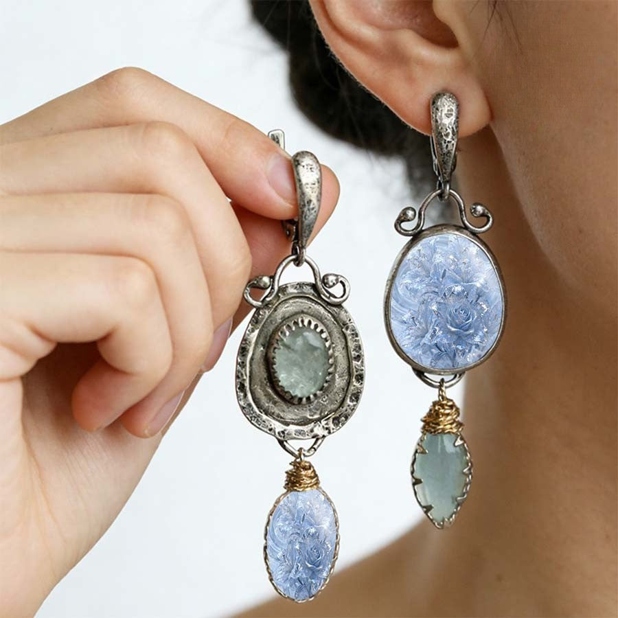 Asymmetrical Frosted Glass Drop Earrings