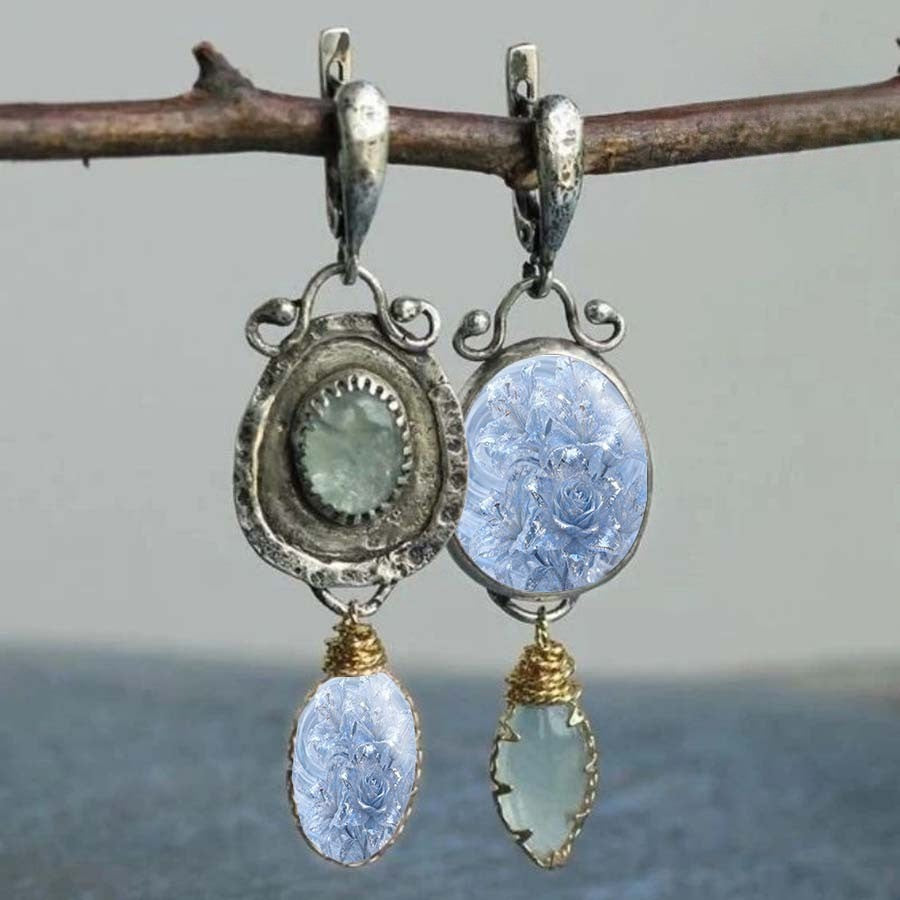 Asymmetrical Frosted Glass Drop Earrings