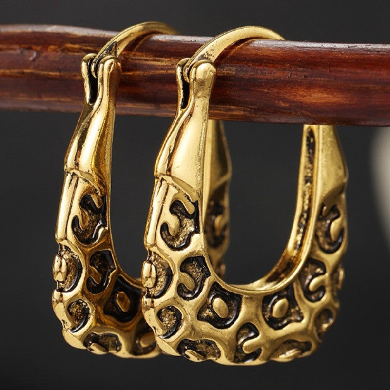 Enamel Leopard Oval Hoop Earrings