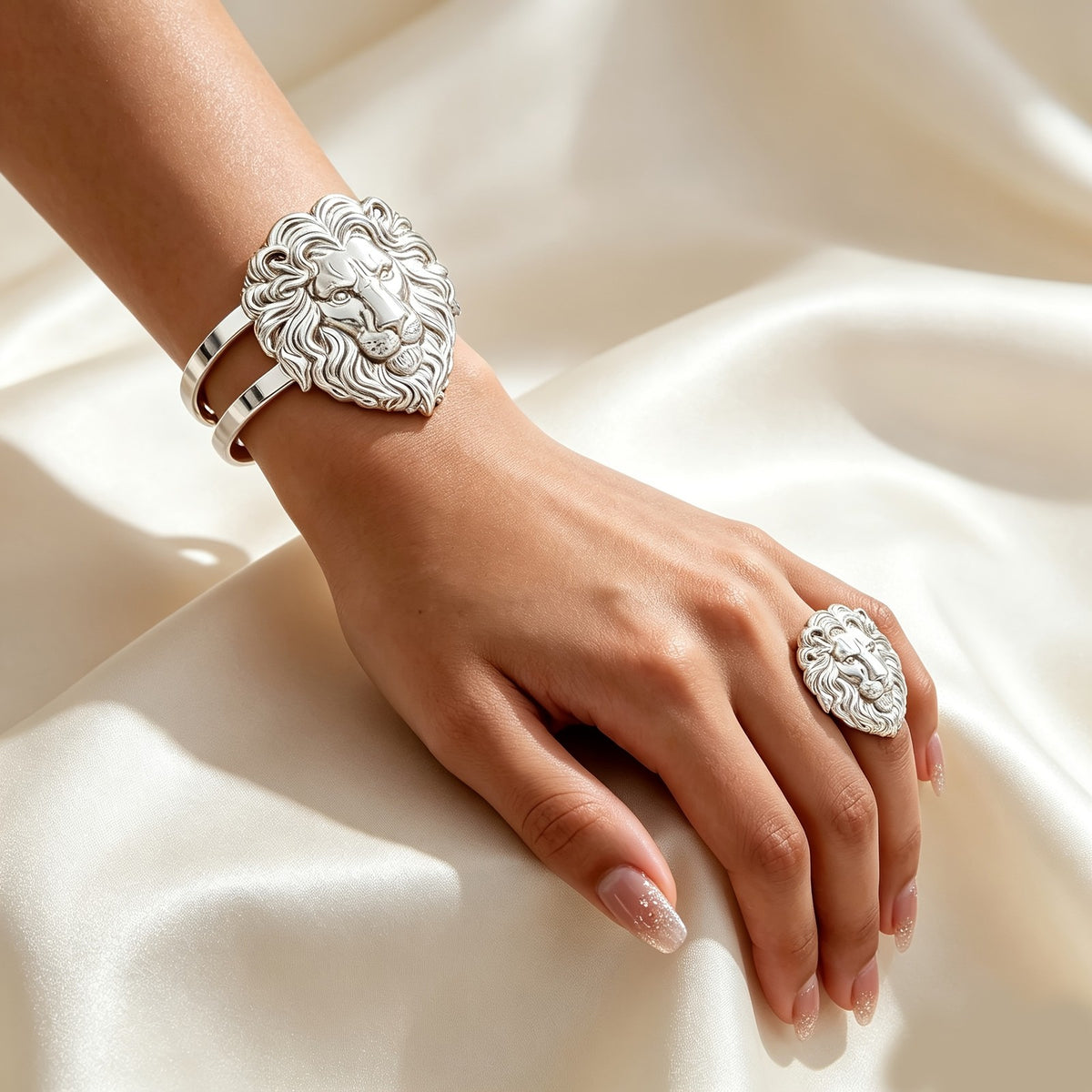 Lion Head Bracelet & Ring Set