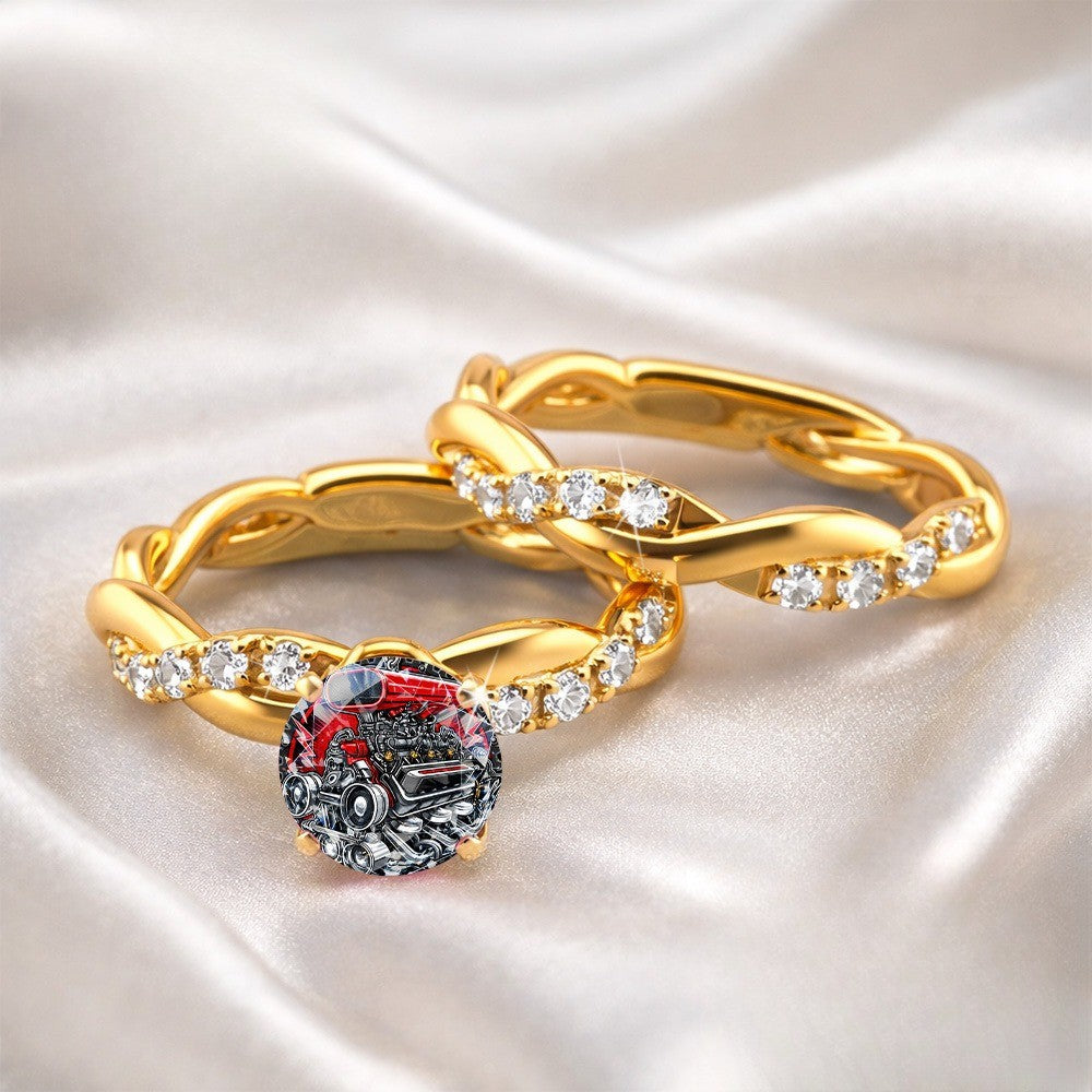 Red Engine Twisted Ring