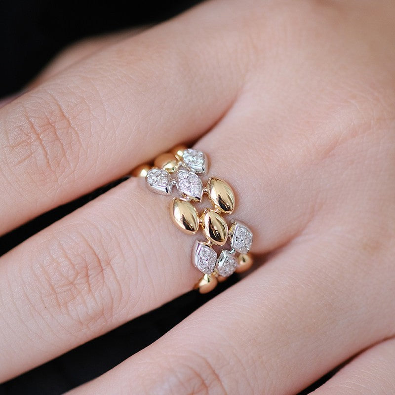 Two-Tone Leaf Statement Ring