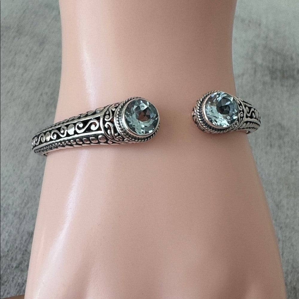 Blue Stone Scroll Cuff Bracelet