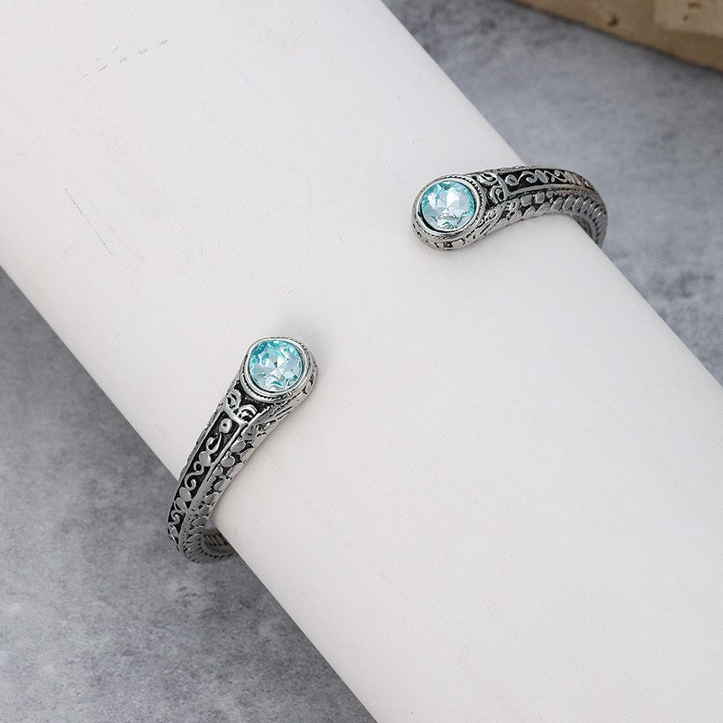 Blue Stone Scroll Cuff Bracelet
