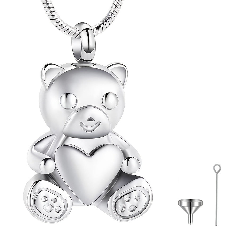 Teddy Bear Heart Urn Necklace