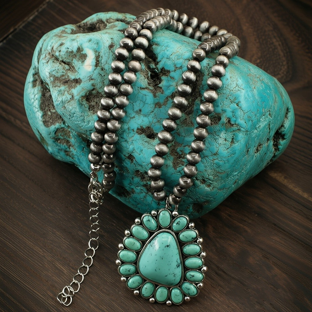 Turquoise Paw Print Pendant Necklace