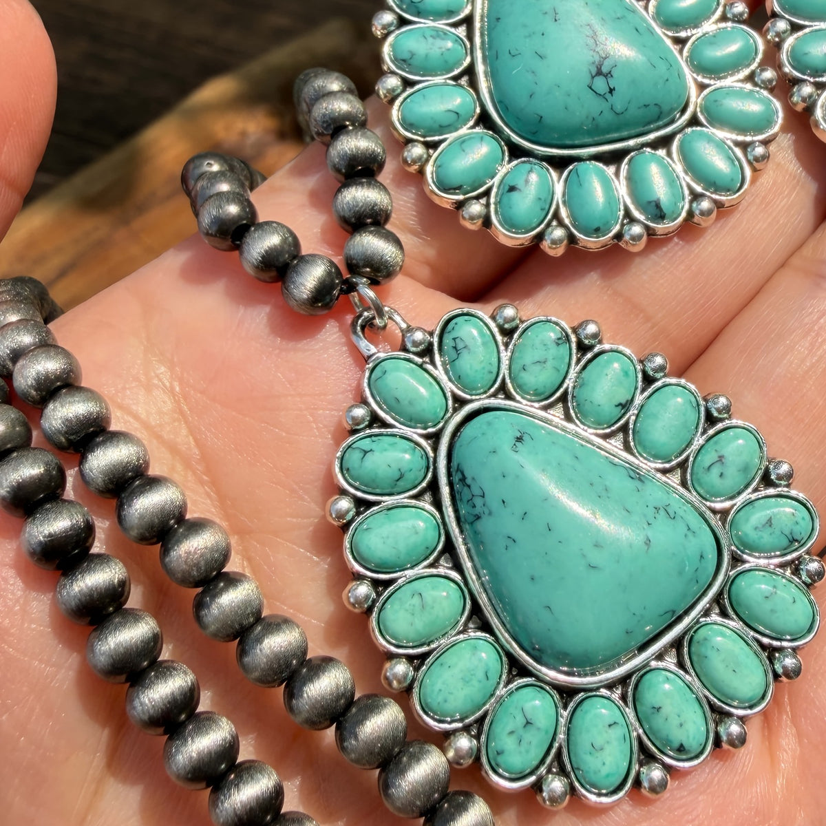 Turquoise Paw Print Pendant Necklace