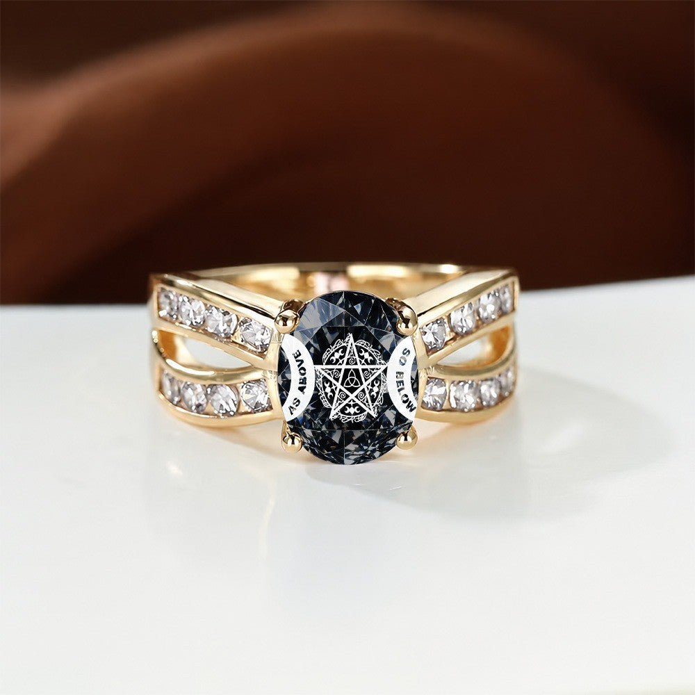 Black Pentagram Statement Ring