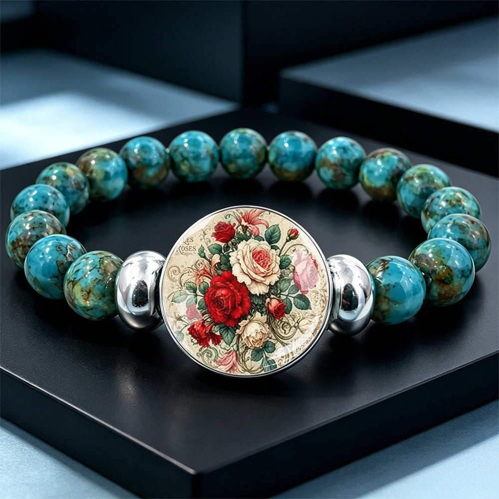 Turquoise Rose Bouquet Bracelet