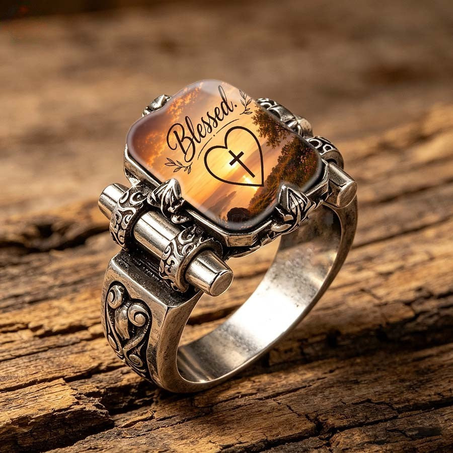 Blessed Sunset Heart Ring
