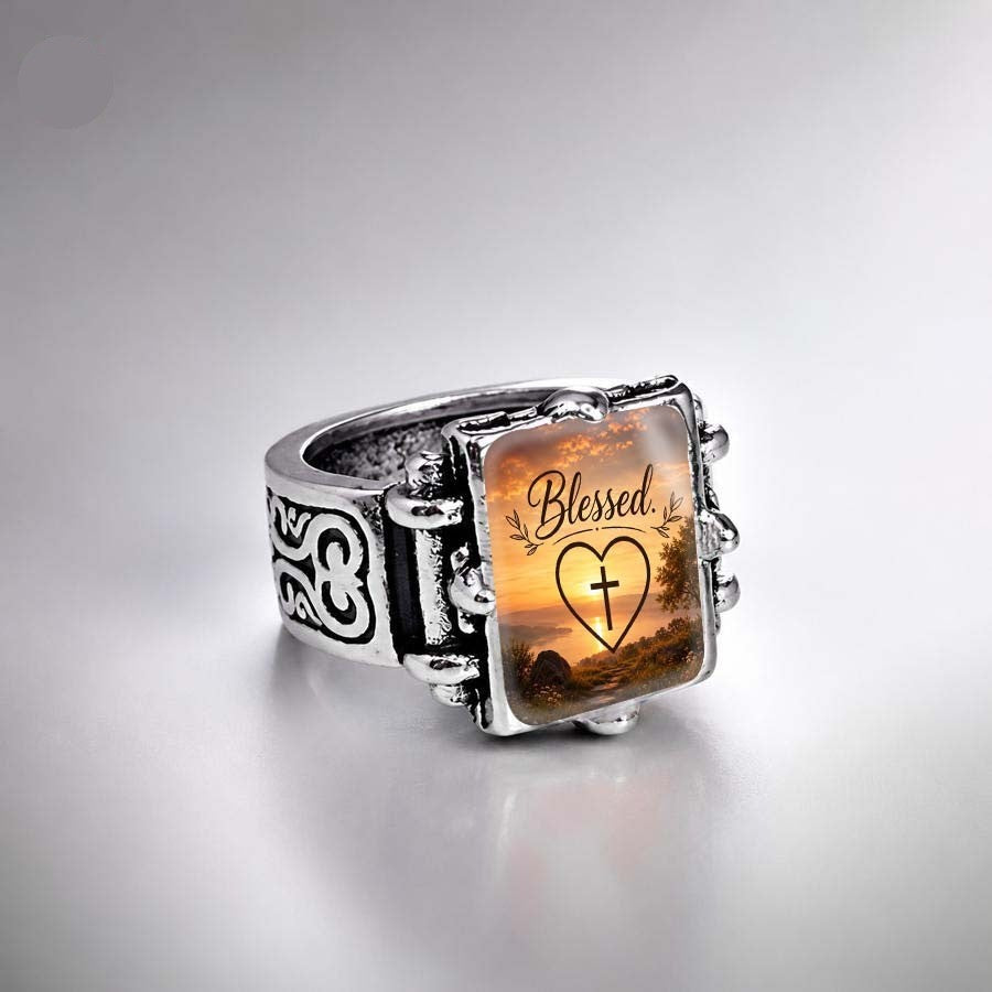 Blessed Sunset Heart Ring