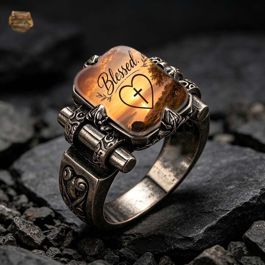 Blessed Sunset Heart Ring