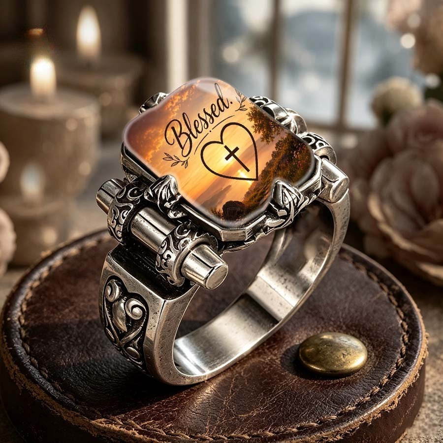 Blessed Sunset Heart Ring