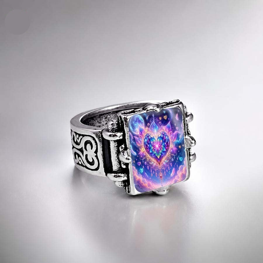 Iridescent Heart Statement Ring