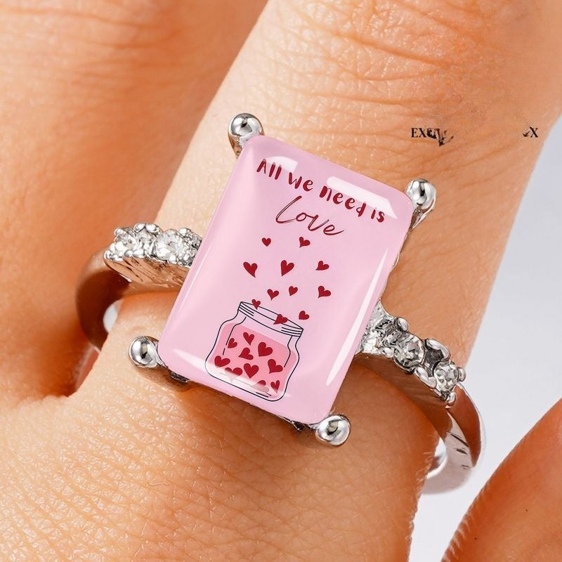 Pink Love Jar Statement Ring