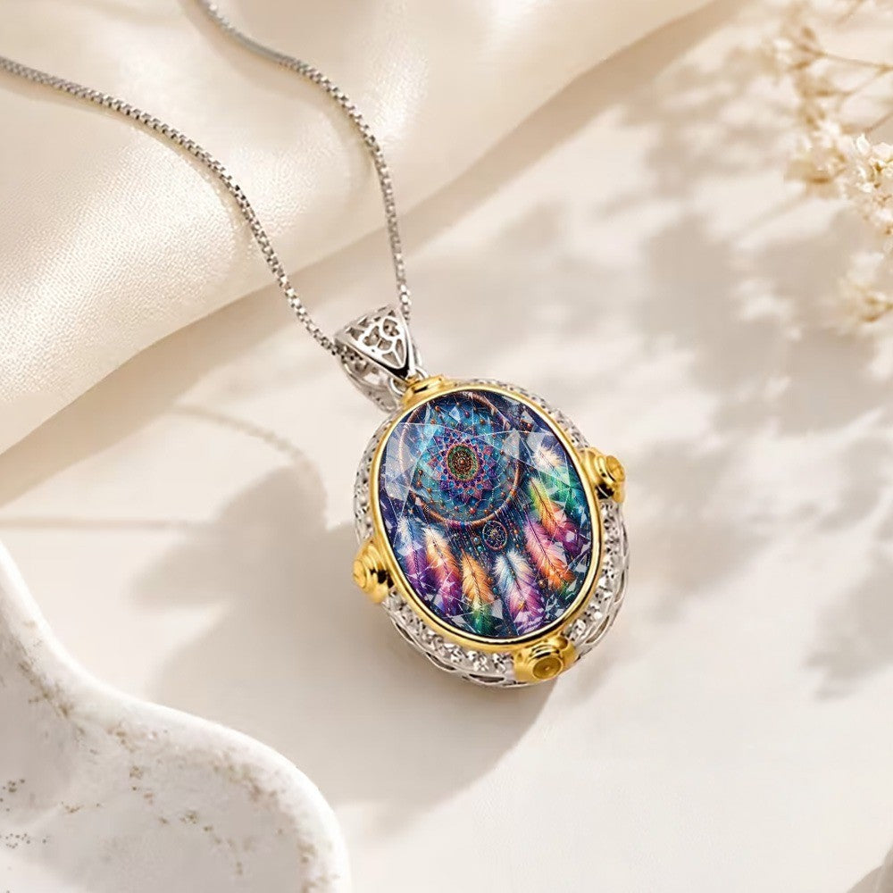 Colorful Dreamcatcher Oval Necklace