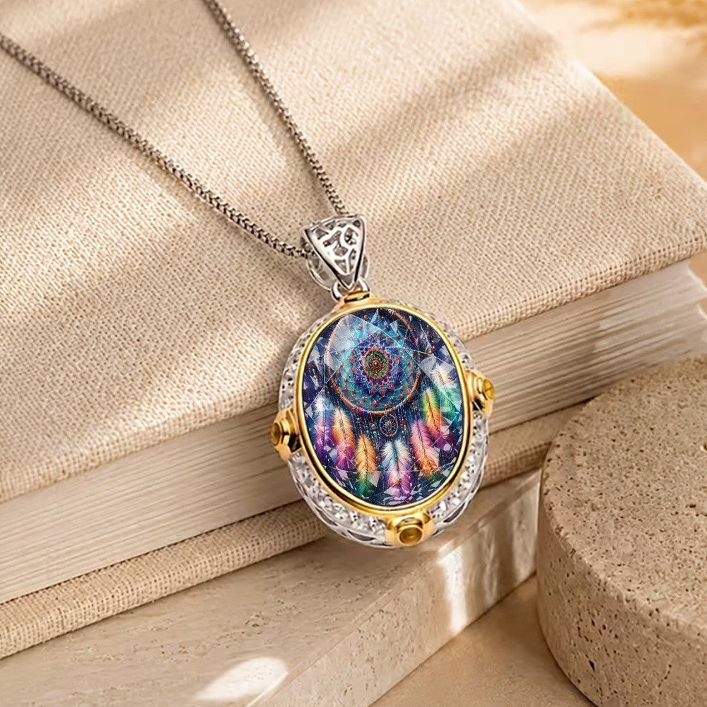Colorful Dreamcatcher Oval Necklace