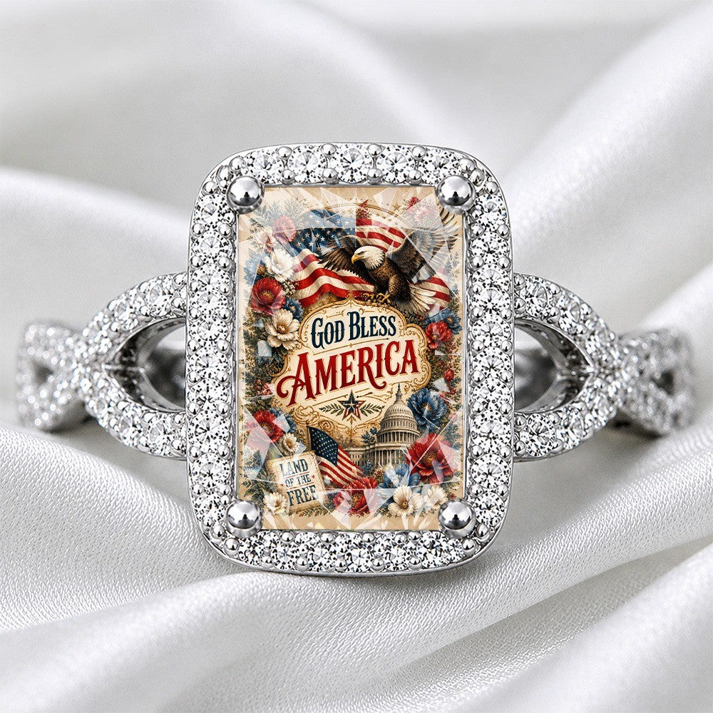 Patriotic God Bless America Square Ring