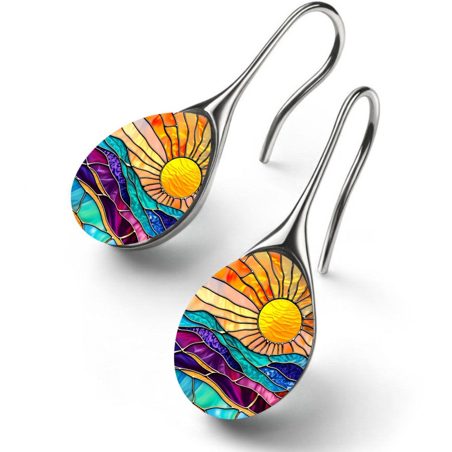 Stained Glass Sunrise Drop Earrings