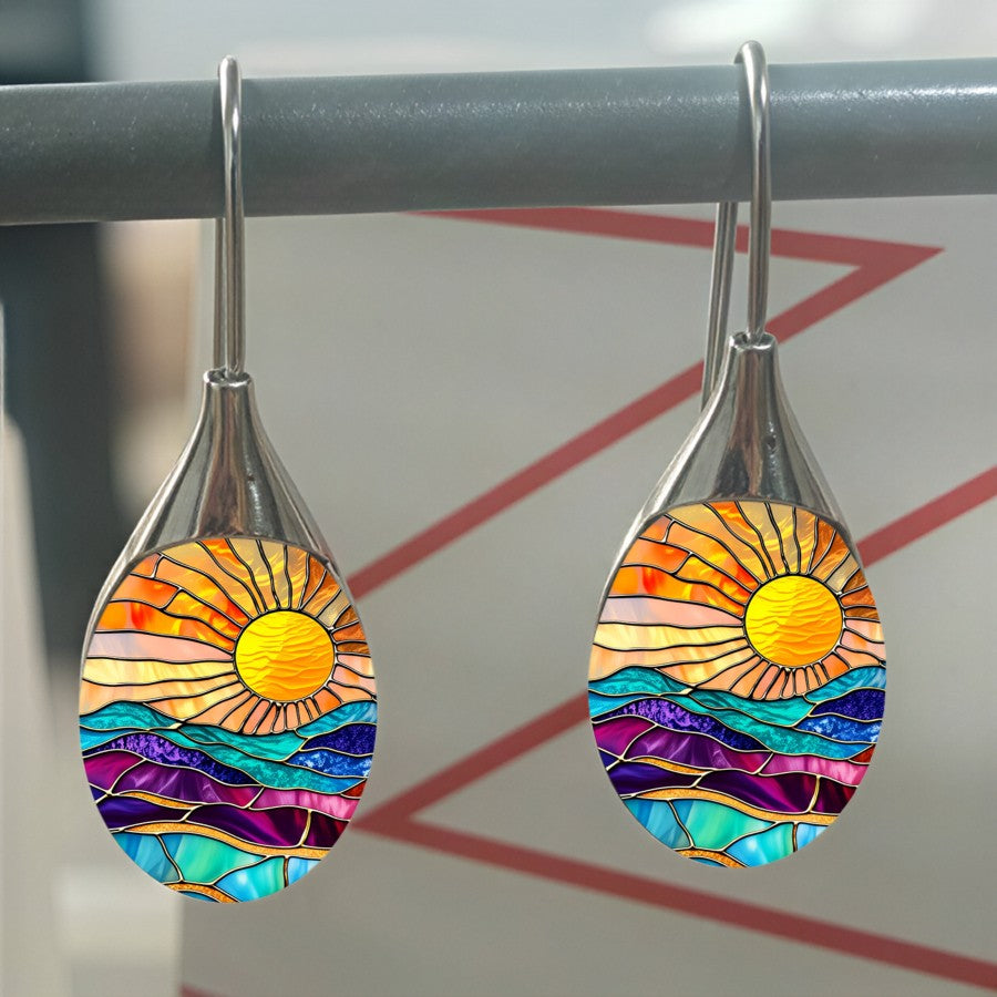 Stained Glass Sunrise Drop Earrings