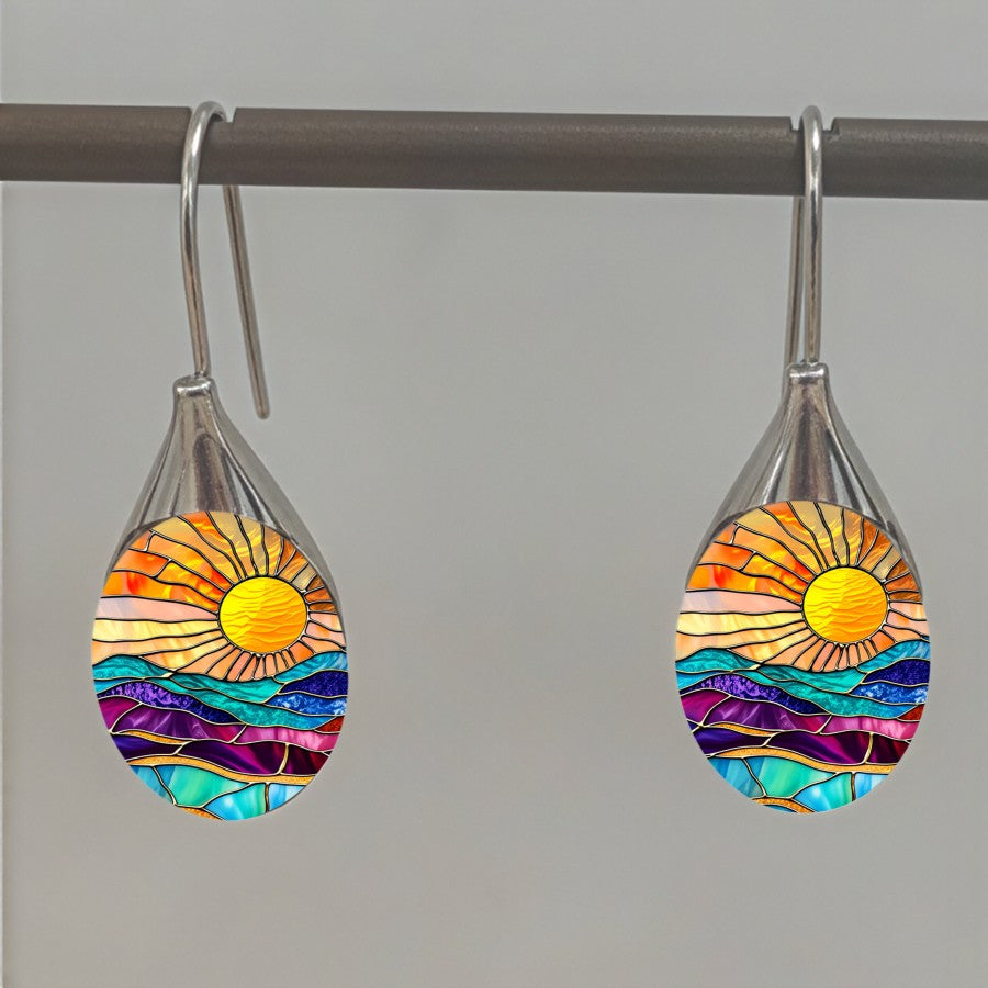 Stained Glass Sunrise Drop Earrings