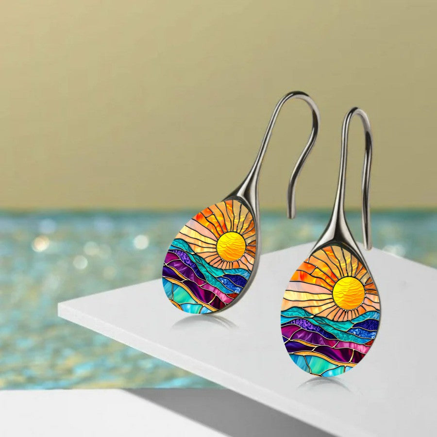 Stained Glass Sunrise Drop Earrings